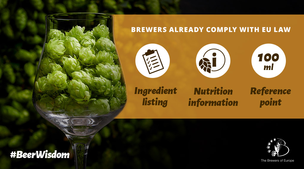 EU rules on listing ingredients and nutrition information should apply to all acoholic drinks