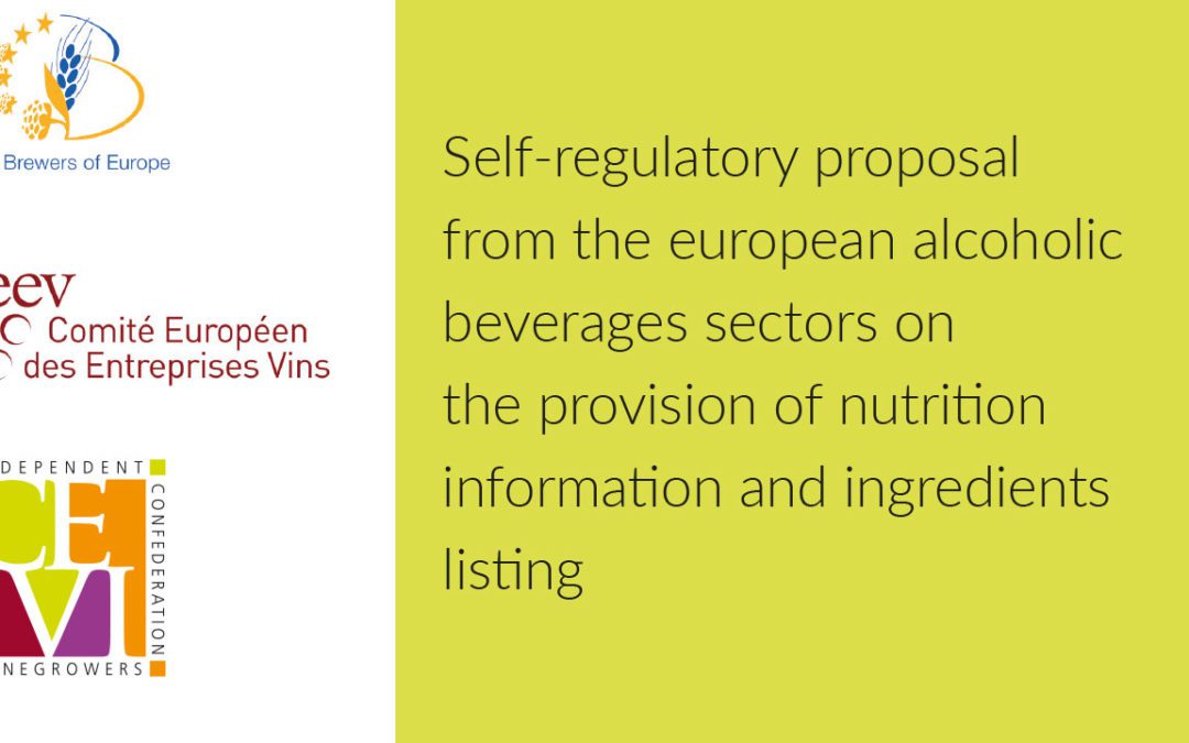 Self-regulatory proposal from the european alcoholic beverages sectors on the provision of nutrition information and ingredients listing