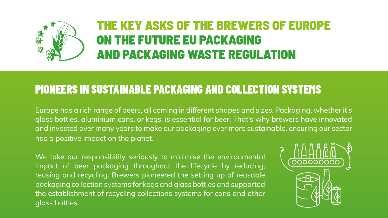 The key asks of The Brewers of Europe on the future EU Packaging and Packaging Waste Regulation