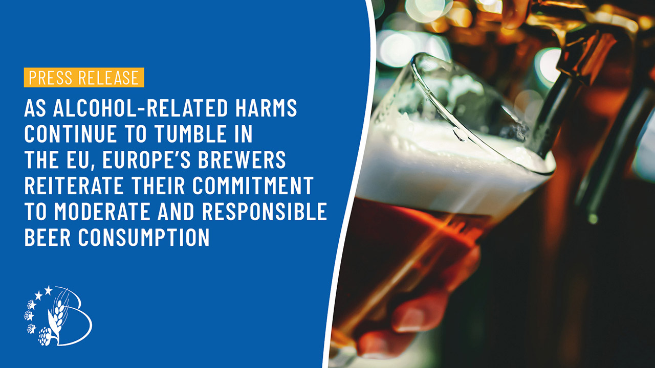 As alcohol-related harms continue to tumble in the EU, Europe’s brewers reiterate their commitment to moderate and responsible beer consumption